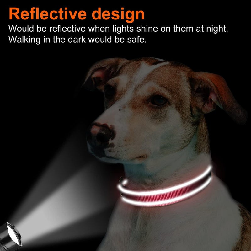 Joytale Reflective Dog Collar,Soft Neoprene Padded Breathable Nylon Pet Collar Adjustable for Large Dogs,Red,L - Image 5